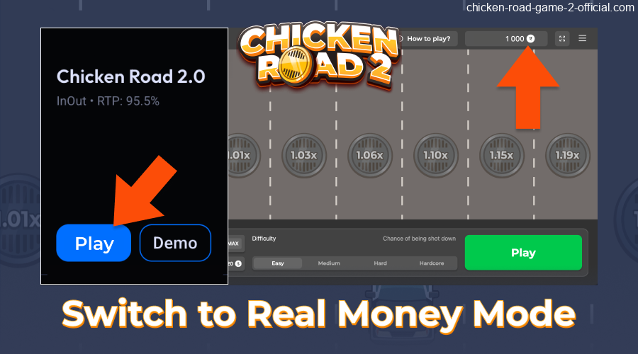 Switching from demo to real Chicken Road 2